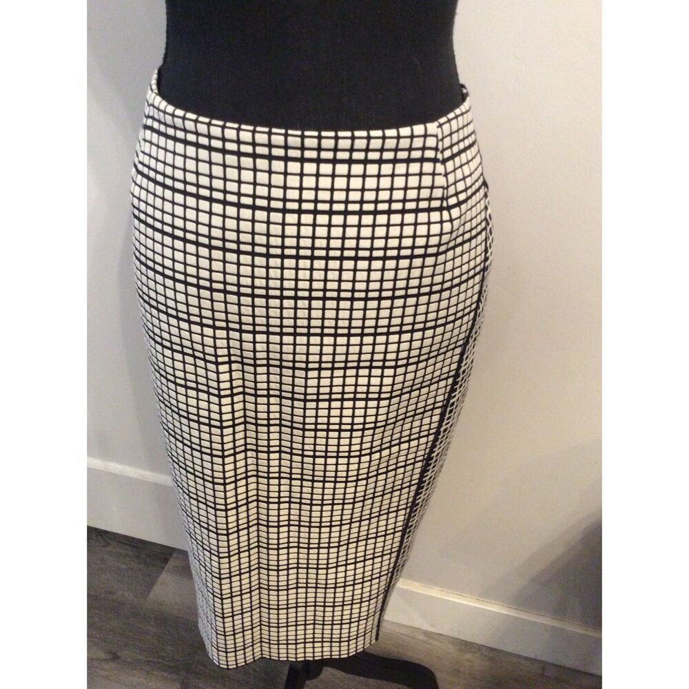 Lafayette 148 New York Size 12 Black White Pencil skirt Career Church